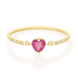Pink Sapphire Heart Petite Circle Diamond Ring 14k gold stackable design 2