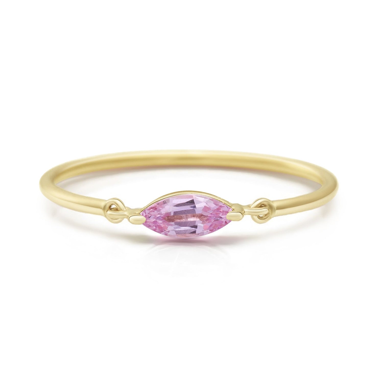 Pink Sapphire Marquise Petite Circle Ring 14k gold Stackable ring