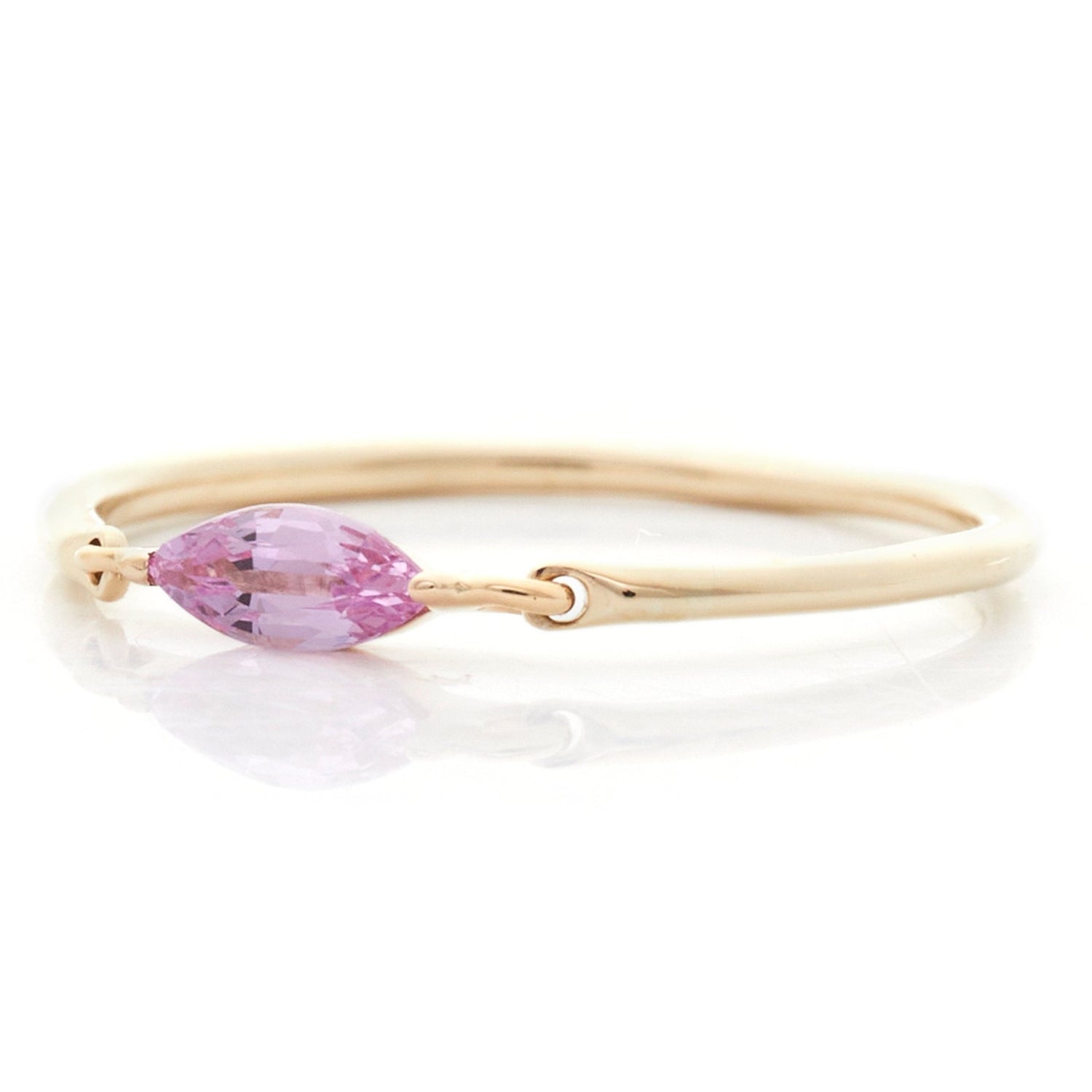 Pink Sapphire Marquise Petite Circle Ring 14k gold Stackable ring side view