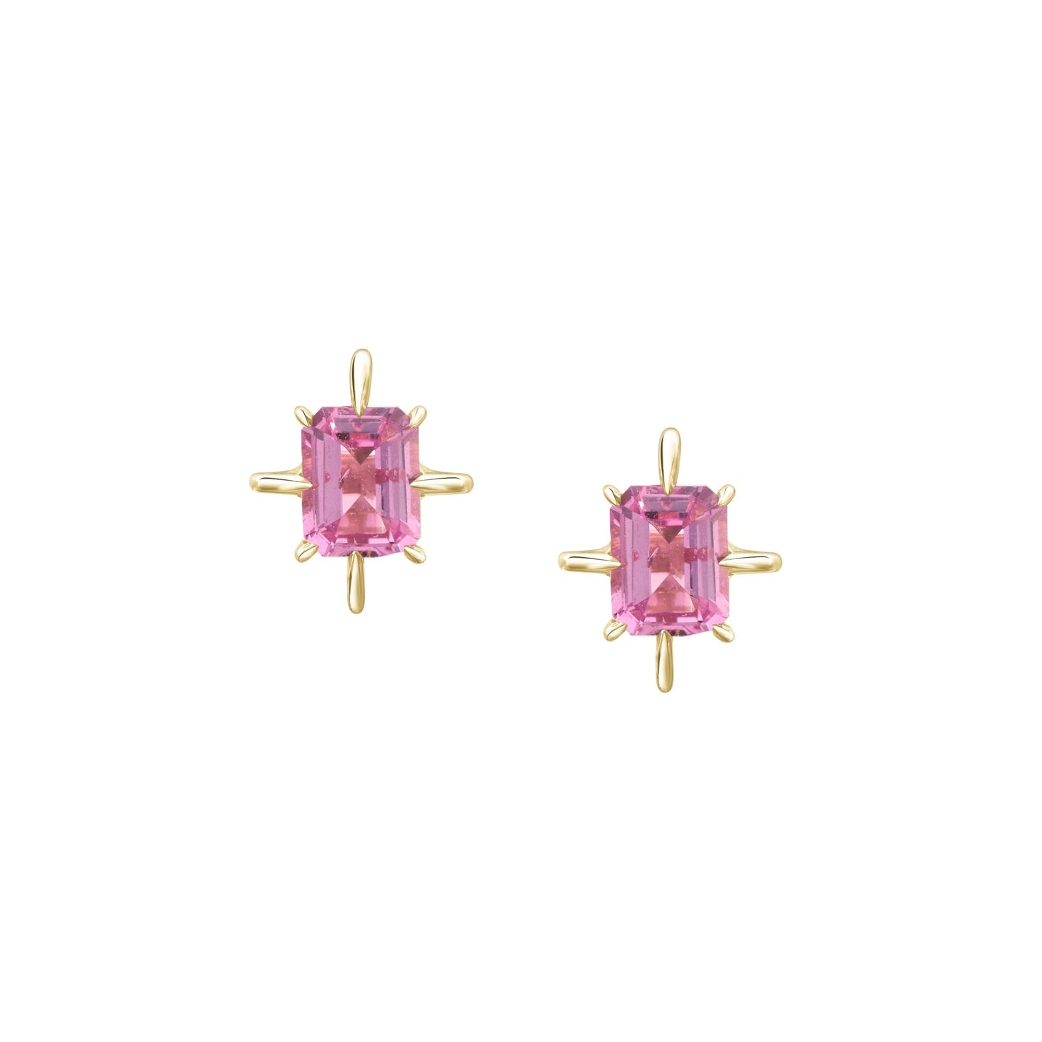 Pink Sapphire North Star Earrings handmade tiny jewelry