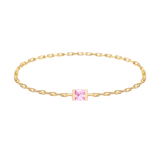 Pink Sapphire Petite Chain Ring 14k gold Stackable ring