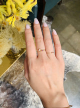 Pink Sapphire Petite Chain Ring 14k gold Stackable ring on model