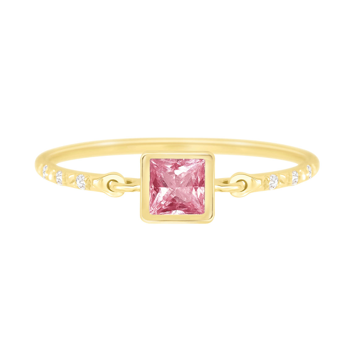 Pink Sapphire Petite Circle Diamond Ring 18k gold Stackable ring