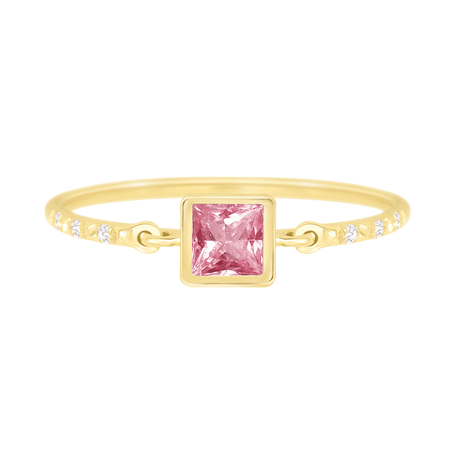 Pink Sapphire Petite Circle Diamond Ring 18k gold Stackable ring