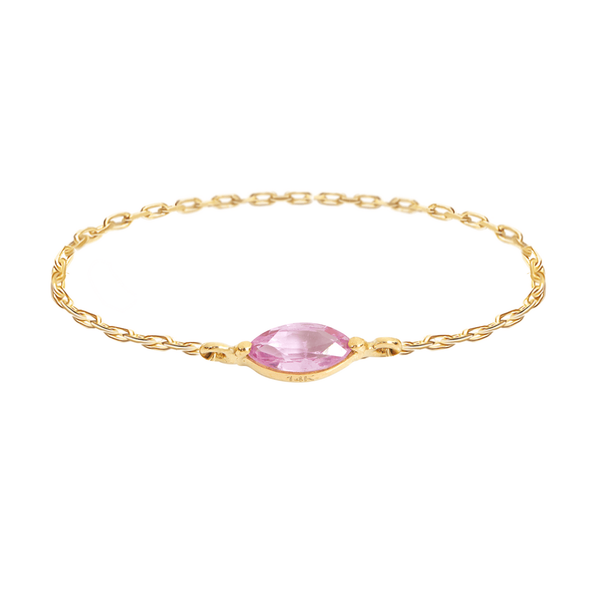  Pink Sapphire Petite Marquise Chain Ring 14k gold Stackable ring