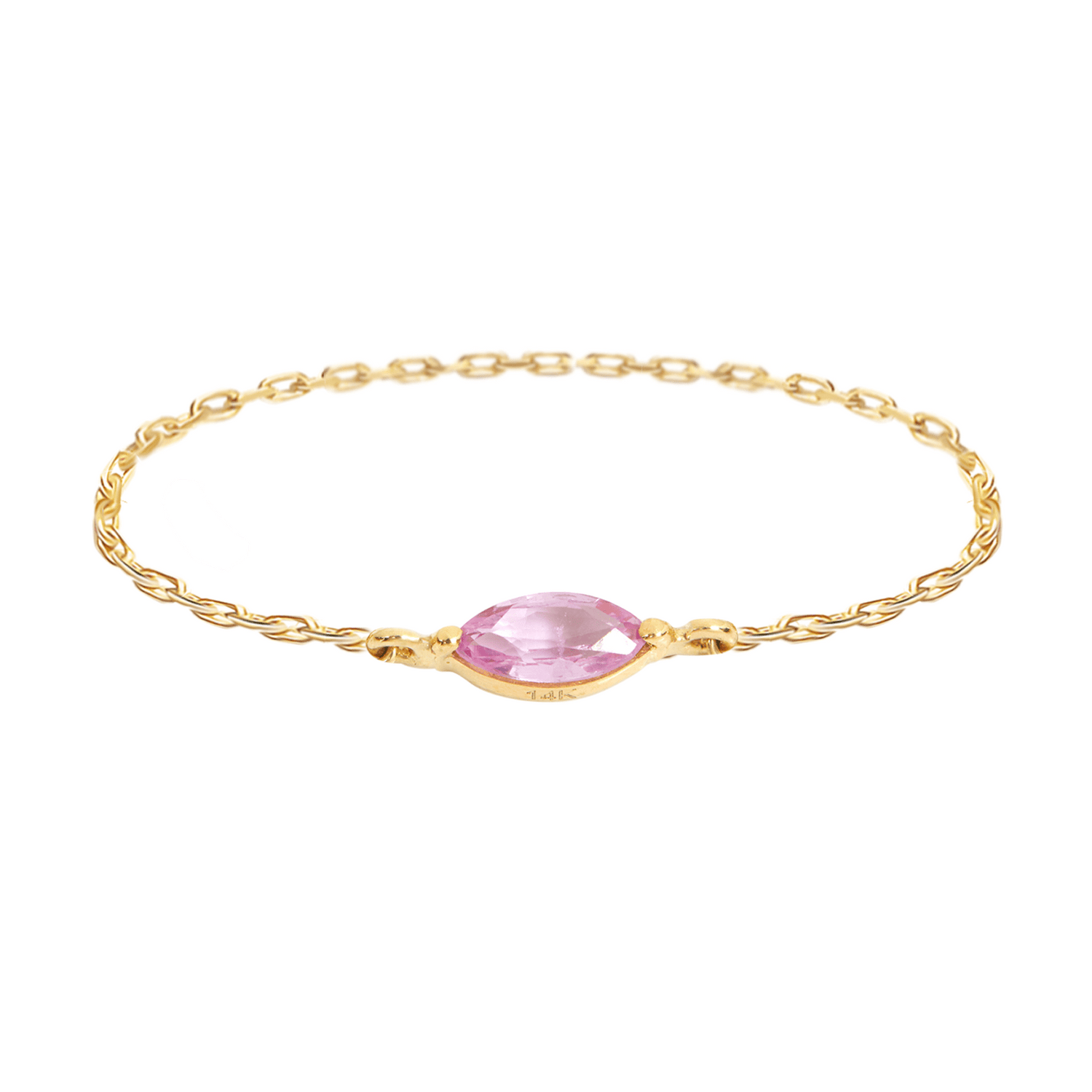  Pink Sapphire Petite Marquise Chain Ring 14k gold Stackable ring
