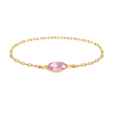 Pink Sapphire Petite Marquise Chain Ring 14k gold Stackable ring