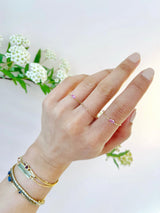  Pink Sapphire Petite Marquise Chain Ring 14k gold Stackable ring on model