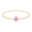 Pink Sapphire Princess Chain Ring 14k gold Stackable ring