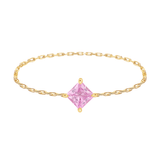 Pink Sapphire Princess Chain Ring 14k gold Stackable ring