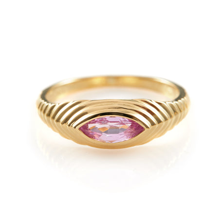 Pink Sapphire Pyramid Eye Ring 18k gold stackable ring