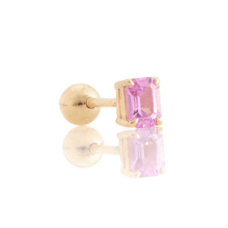 Pink Sapphire Reversible Earring 14K Gold Handmade Fine Jewelry