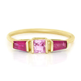 Pink Sapphire & Ruby Lacroix Ring 18k gold stackable ring