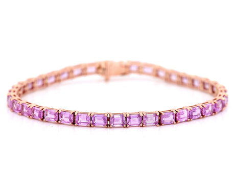 Pink Sapphire Supreme Tennis Bracelet 18k gold stackable design