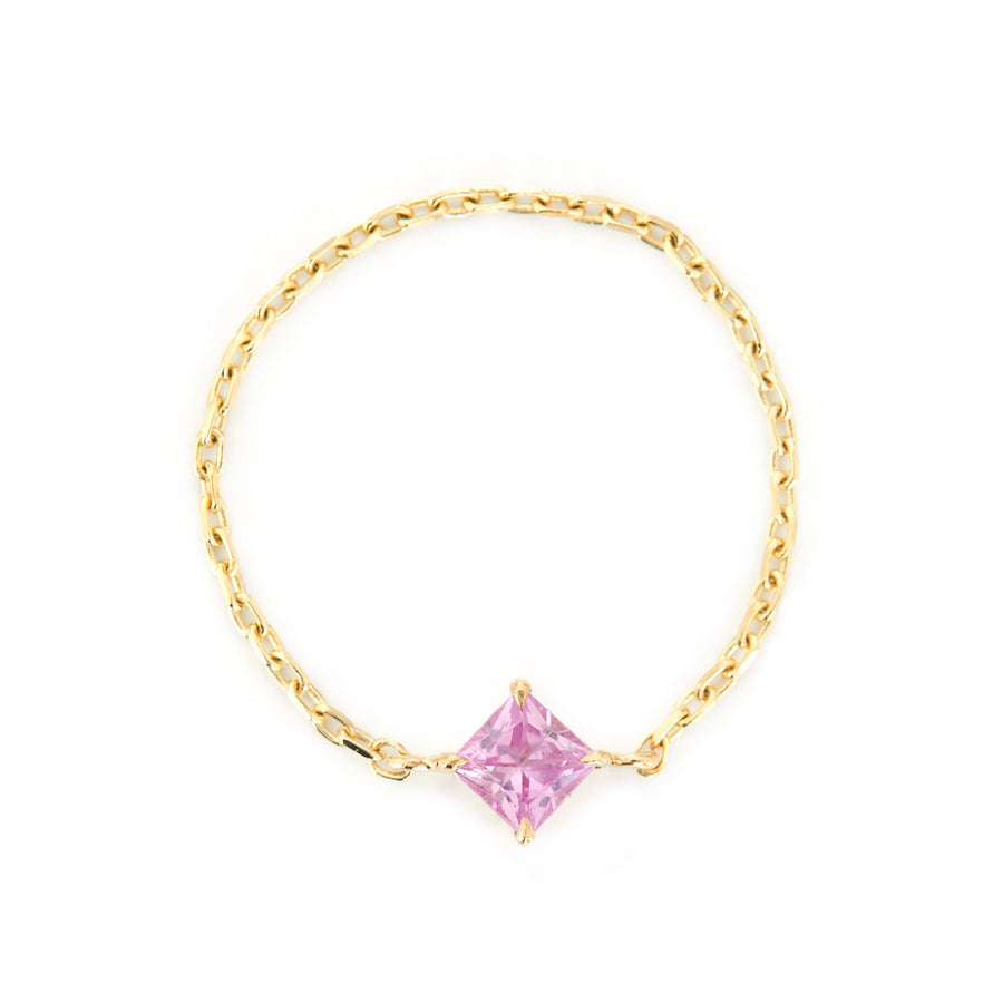 Pink Sapphire princess Chain Ring
