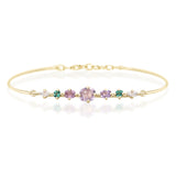 Pink Spinel & Mint Tourmaline Compass Bangle YG14K stackable design