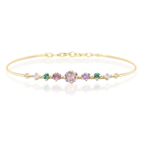 Pink Spinel & Mint Tourmaline Compass Bangle YG14K stackable design