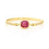 Pink Spinel Petite Circle Diamond Ring 18k gold stackable ring