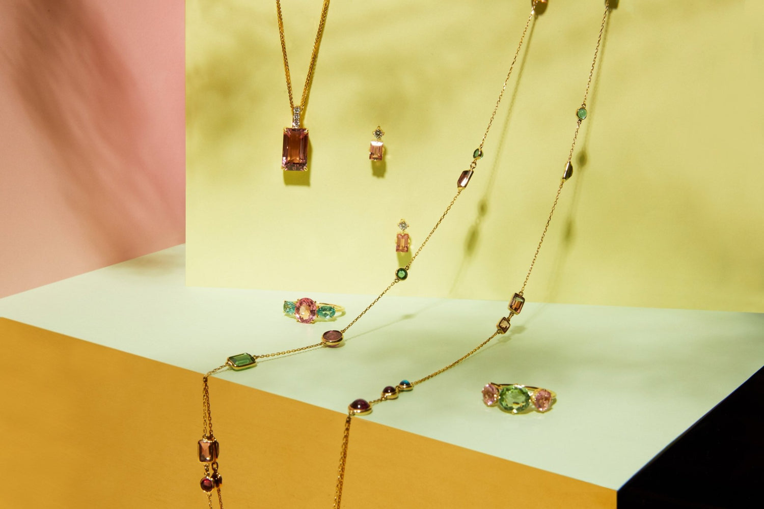 Pink Tourmaline &  Diamond Deco Earrings