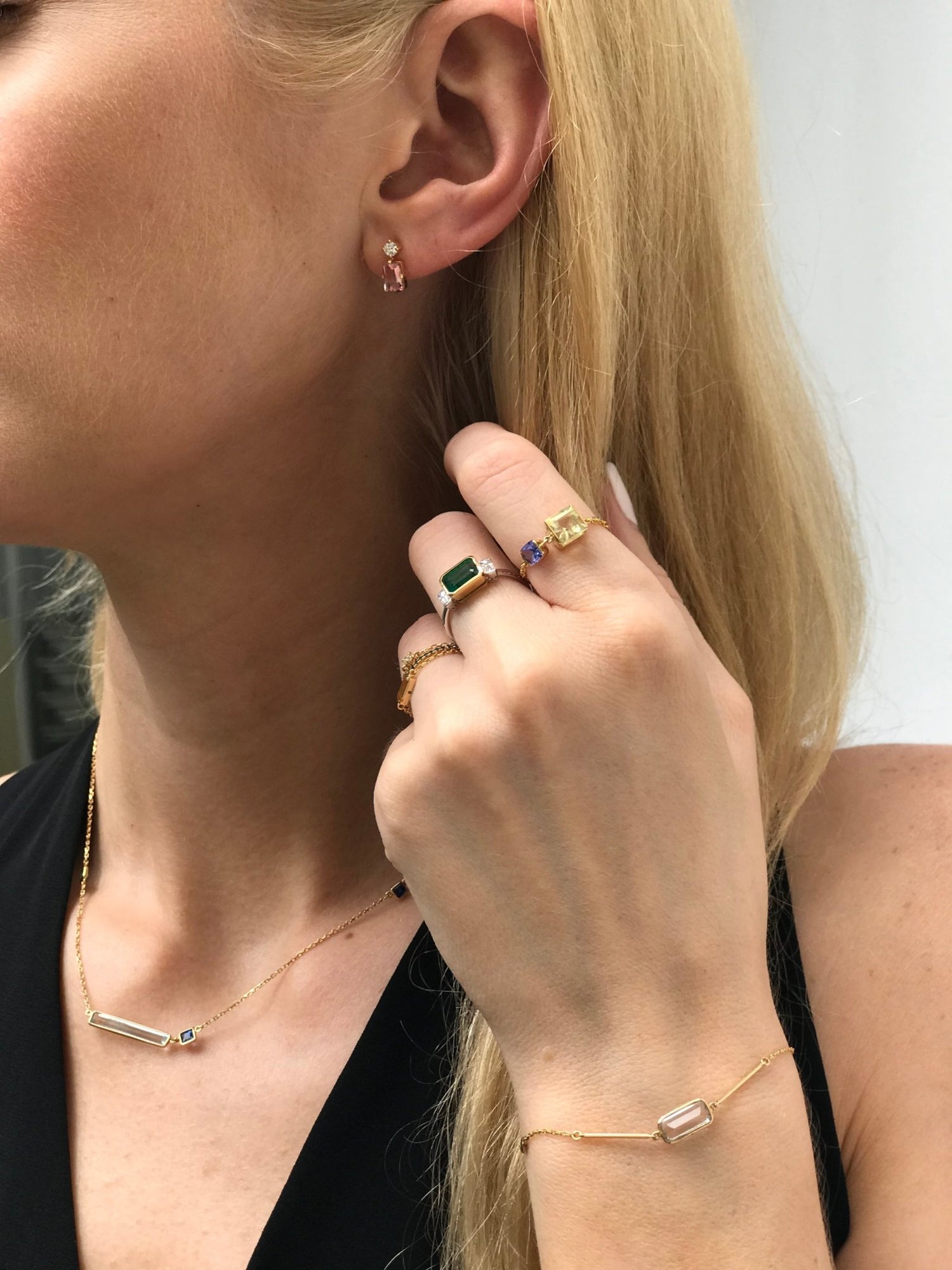 Pink Tourmaline &  Diamond Deco Earrings