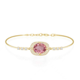 Pink Tourmaline Aurora Bangle 18K Gold Stackable Design-2