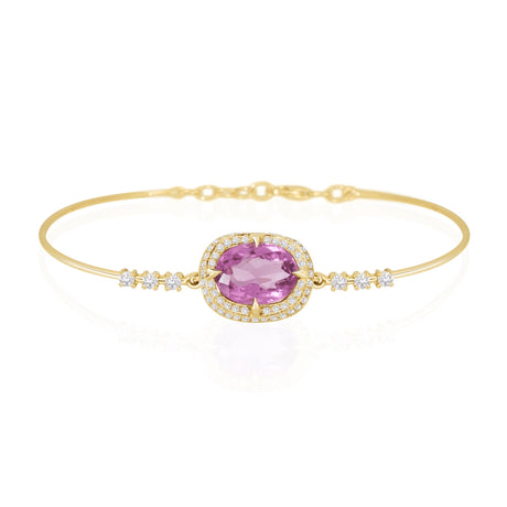 Pink Tourmaline Aurora Bangle 18K gold stackable design