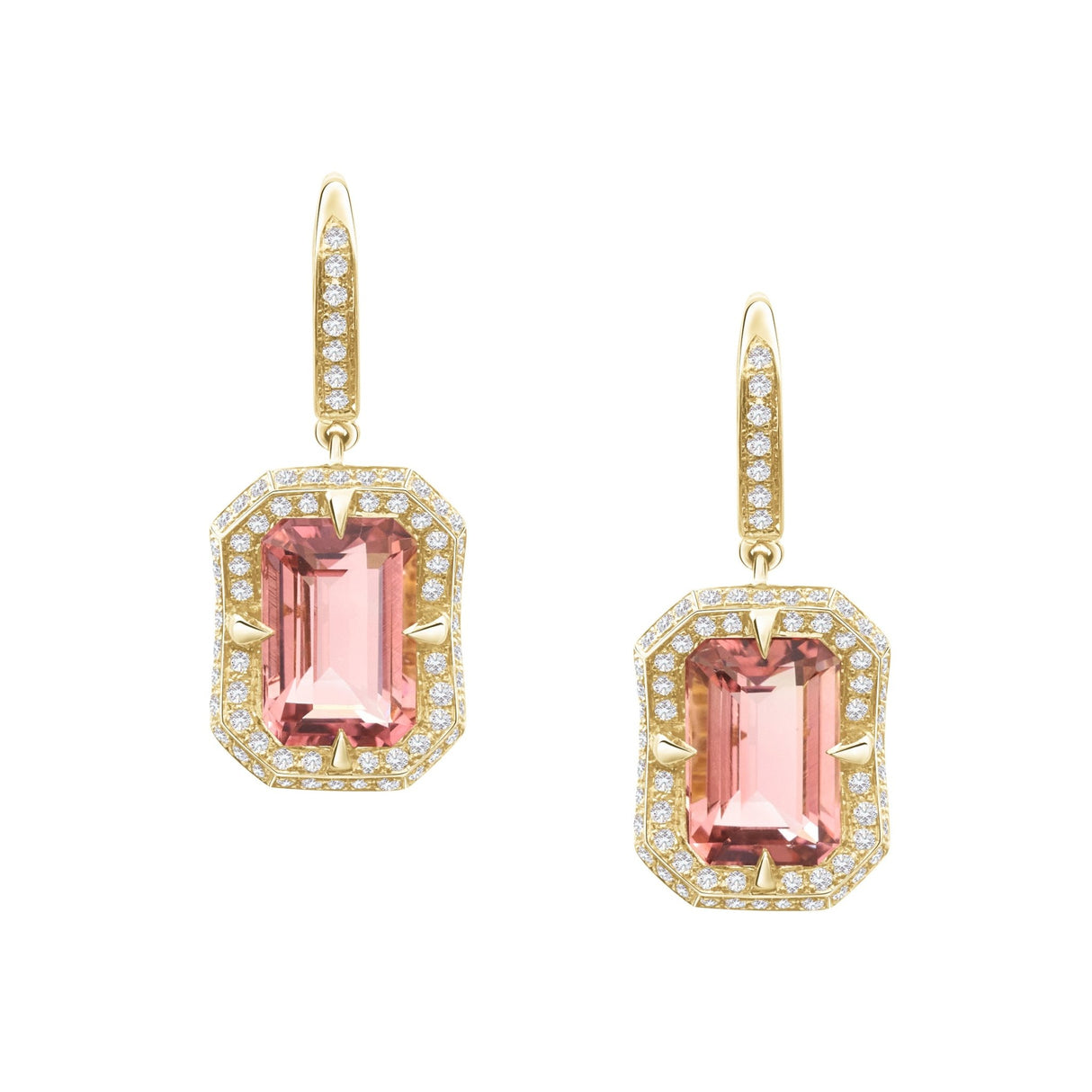 Pink Tourmaline Aurora Earrings 18K Gold Handmade Fine Jewelry 1
