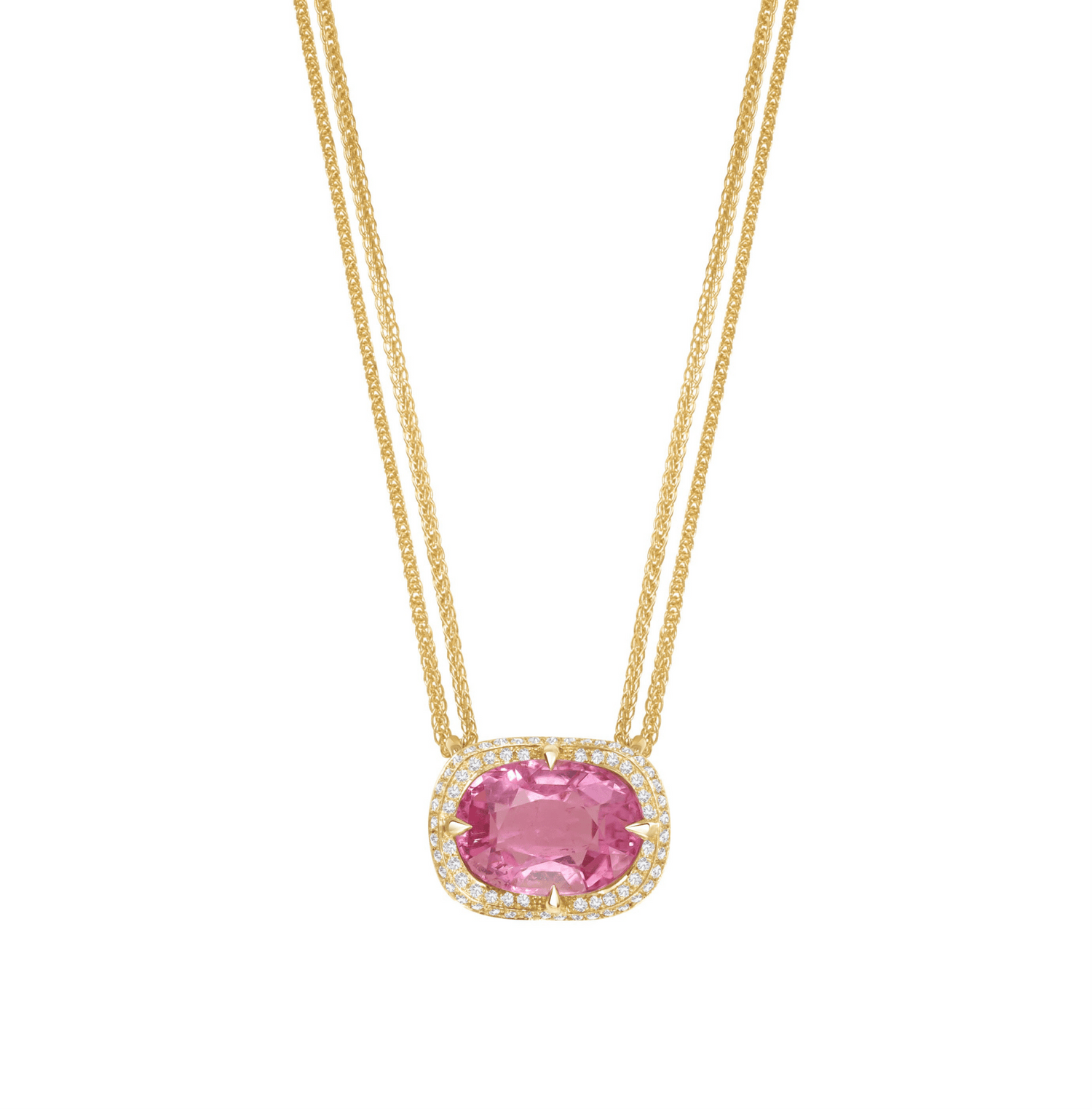 Pink Tourmaline Aurora Necklace 18k gold handmade fine jewelry