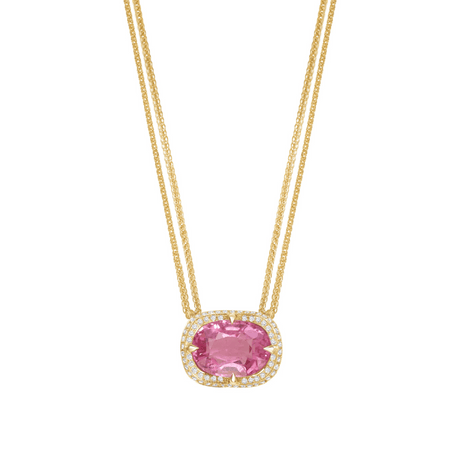 Pink Tourmaline Aurora Necklace 18k gold handmade fine jewelry
