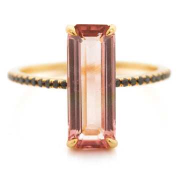 Pink Tourmaline & Black Diamond Ring