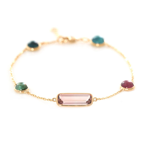 Pink Tourmaline Candy Bracelet 18k gold stackable design