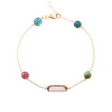 Pink Tourmaline Candy Bracelet 18k gold stackable design 2
