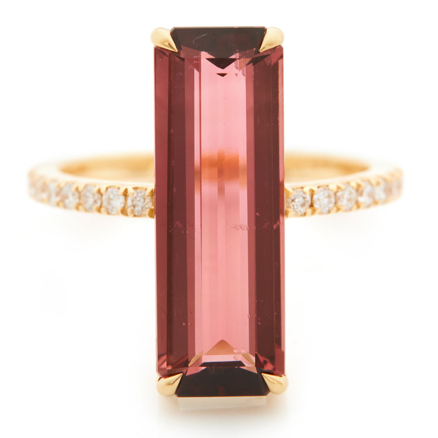 Pink Tourmaline & Diamond Bar Supreme Ring