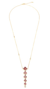 Pink Tourmaline & Diamond Cascade Necklace 18k gold handmade fine jewelry 2