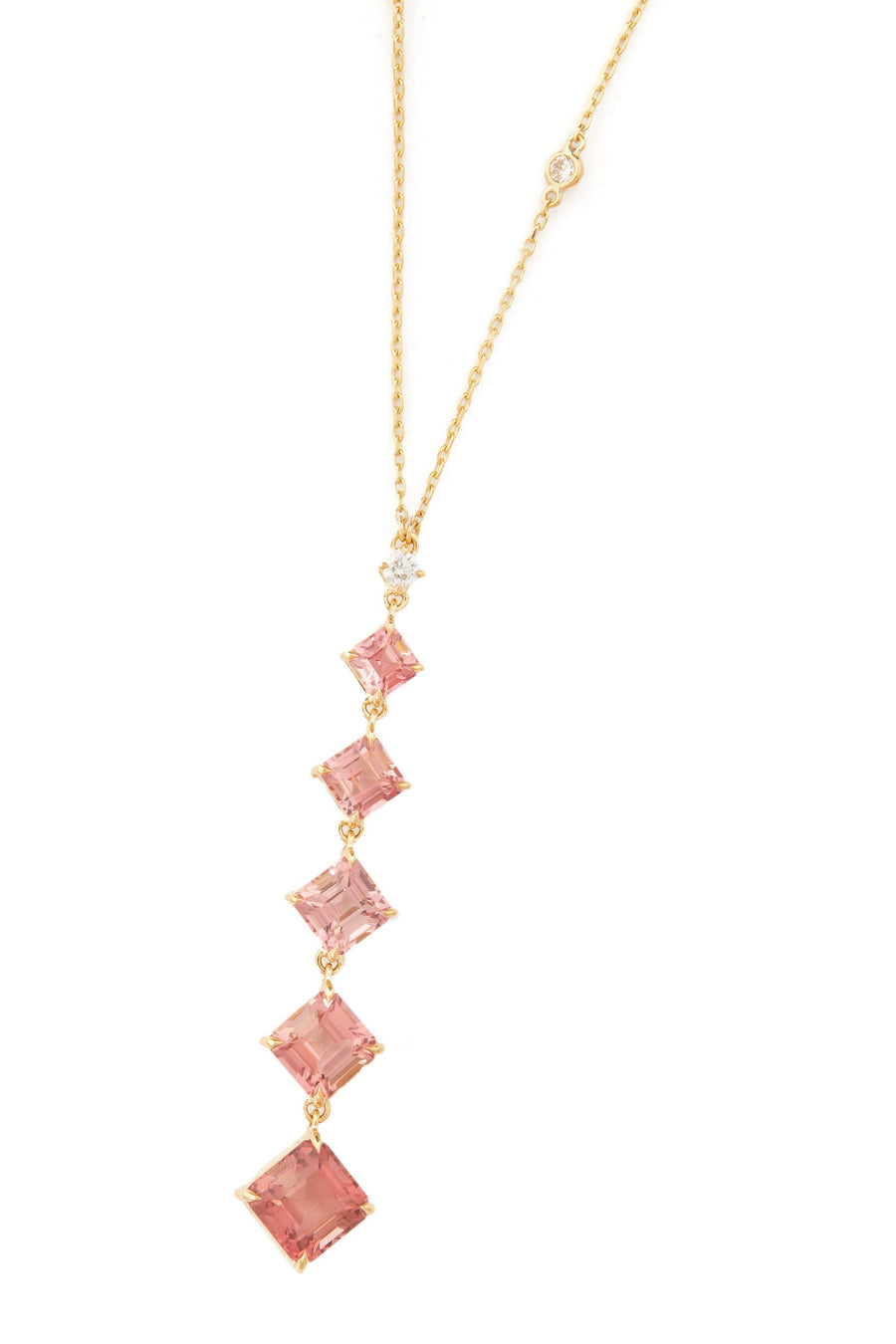 Pink Tourmaline & Diamond Cascade Necklace