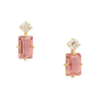 Pink Tourmaline &  Diamond Deco Earrings 18K Gold Handmade Fine Jewelry