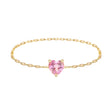 Pink Tourmaline Heart Chain Ring 18K Stackable ring