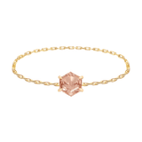 Pink Tourmaline Hexagon Chain Ring 14k gold Stackable ring
