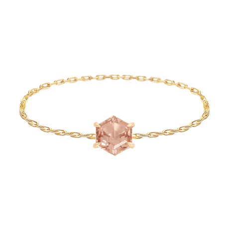 Pink Tourmaline Hexagon Chain Ring 14k gold Stackable ring