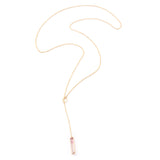 Pink Tourmaline Lariat Bar Necklace 18k gold handmade fine jewelry