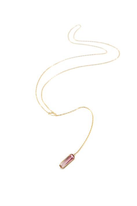Pink Tourmaline Lariat Necklace