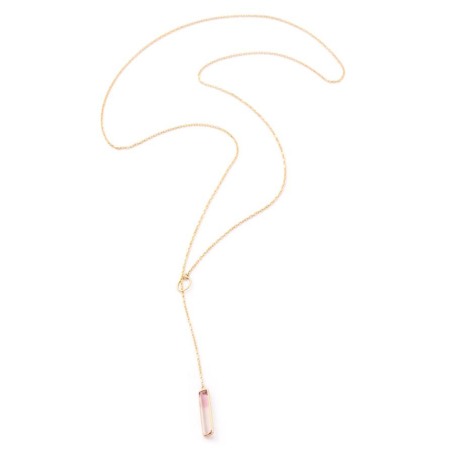 Pink Tourmaline Lariat Necklace