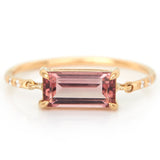 Pink Tourmaline Petite Circle Diamond Ring 18k gold stackable ring