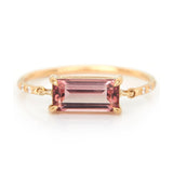 Pink Tourmaline Petite Circle Diamond Ring