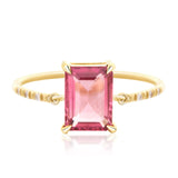 Pink Tourmaline Petite Circle Diamond Ring 18k gold stackable ring