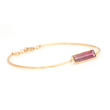Pink Watermelon Tourmaline Bangle 18k gold handmade fine jewelry side