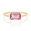 Pink Watermelon Tourmaline Petite Circle Diamond Ring 18K gold stackable ring