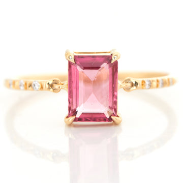 Pink tourmaline petite circle diamond ring