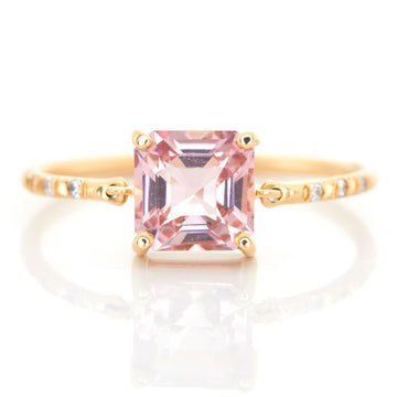 Sakura Pink tourmaline petite circle diamond ring