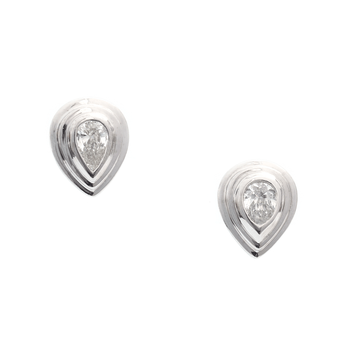Platinum Diamond Frame Earrings PT900 Handmade Fine Jewelry